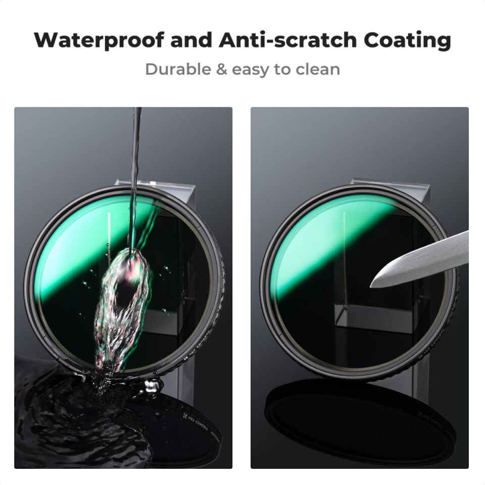 K&F CONCEPT 82mm Değişken ND Filtre ND8-128 (3-7 Kademeli ) HD Hidrofobik VND Nano-Xcel