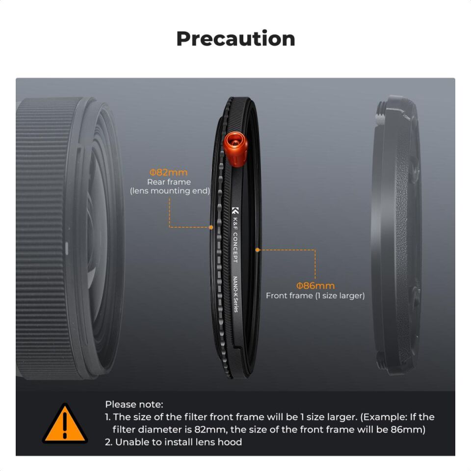 K&F CONCEPT  82mm 3 in 1 Filtre / ND2-32 (1-5 Kademeli) CPL ve Black Mist 1/4