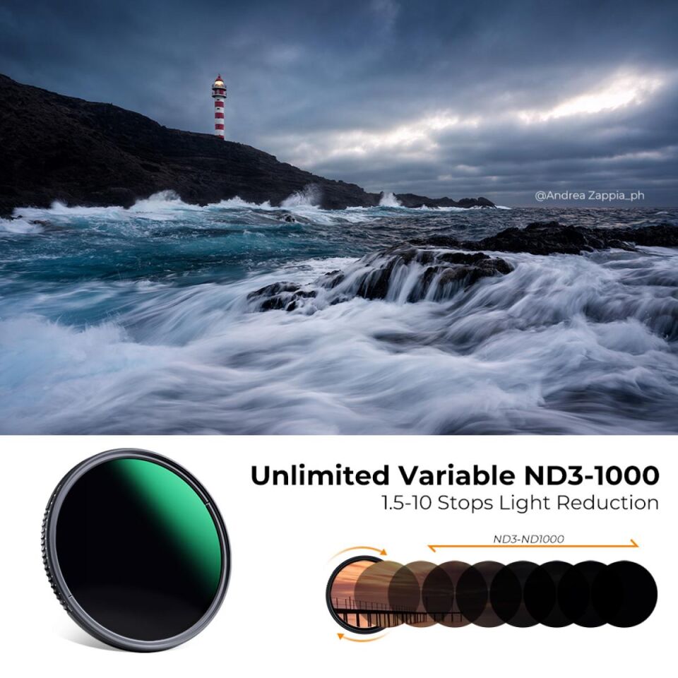 K&F CONCEPT  82mm ND3-ND1000 Varıbale Nano-X ND Filtre / Ultra İnce / (1,5-10 Durak) 24 Çok Katmanlı Kaplamalı