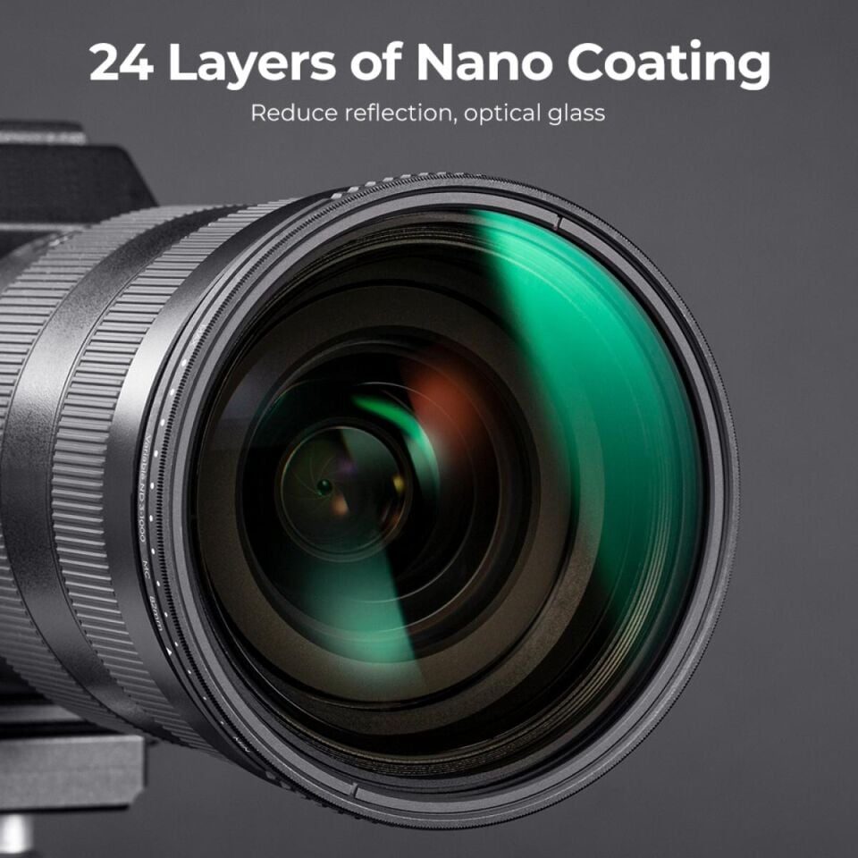 K&F CONCEPT  82mm ND3-ND1000 Varıbale Nano-X ND Filtre / Ultra İnce / (1,5-10 Durak) 24 Çok Katmanlı Kaplamalı