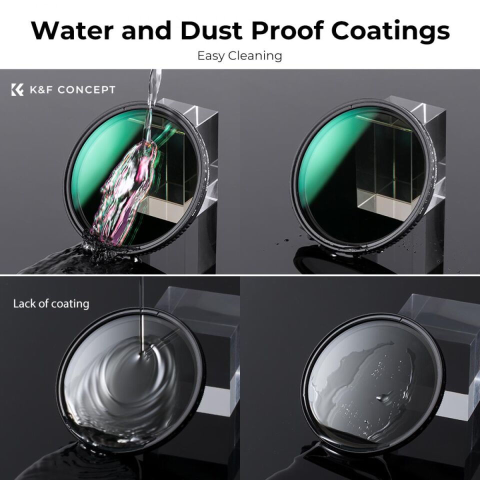 K&F CONCEPT  82mm ND3-ND1000 Varıbale Nano-X ND Filtre / Ultra İnce / (1,5-10 Durak) 24 Çok Katmanlı Kaplamalı