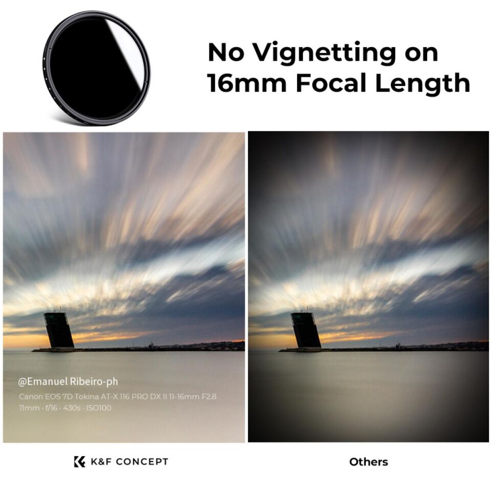 K&F Consept 82mm Varıable ND2-ND400 Slim Filtre (1-9 Arası ) Uyumlu