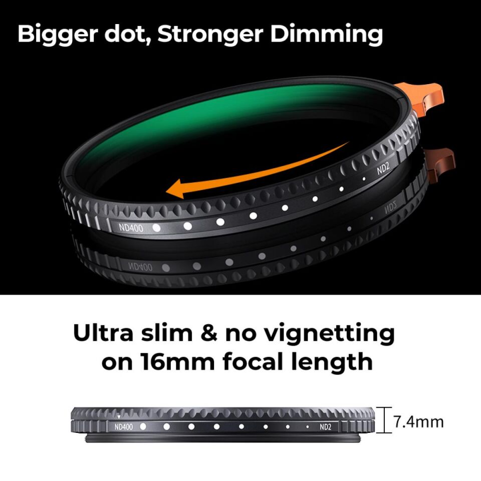 K&F CONCEPT 82mm ND2-400 Nano-X II - Özel Çantasında  (1-9 Stop) Su Geçirmez Çizilmeye Dayanıklı