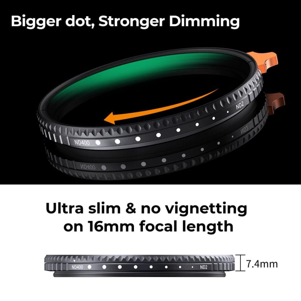 K&F CONCEPT 82mm ND2-400 Nano-X II - Özel Çantasında  (1-9 Stop) Su Geçirmez Çizilmeye Dayanıklı
