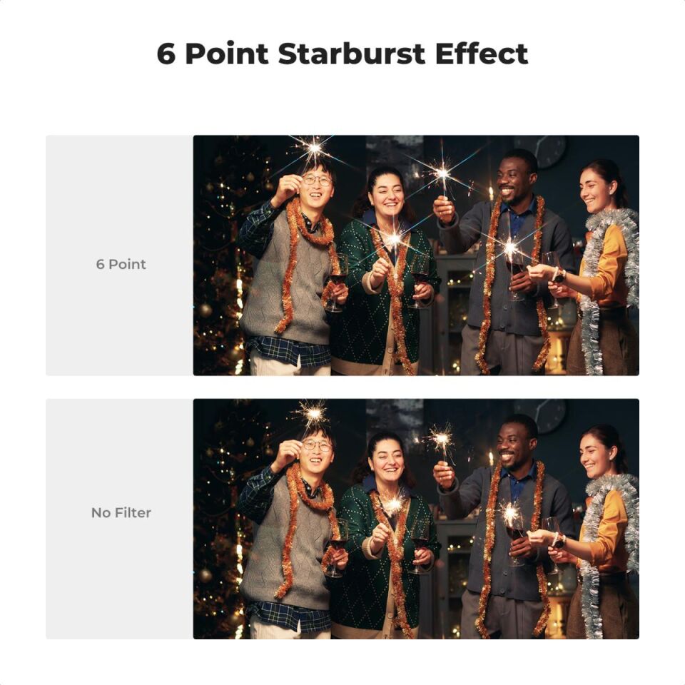 K&F CONCEPT 82mm Yıldız / Star 3 lü SET / 4+6+8 Points Cross Screen Starburst Filter