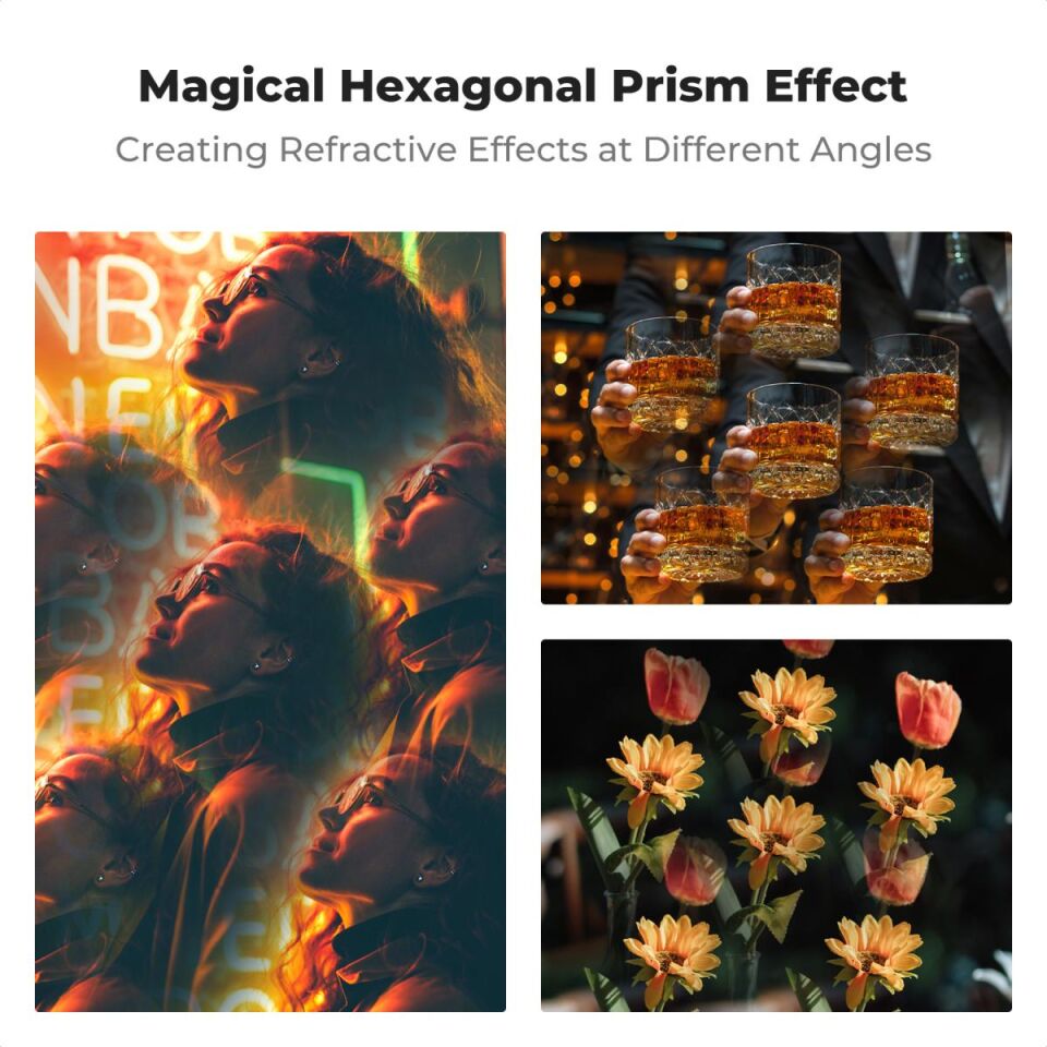 K&F CONCEPT 82mm Kaleidoscope Altıgen Prizma Efekt Filtre / Nano Serisi Optik