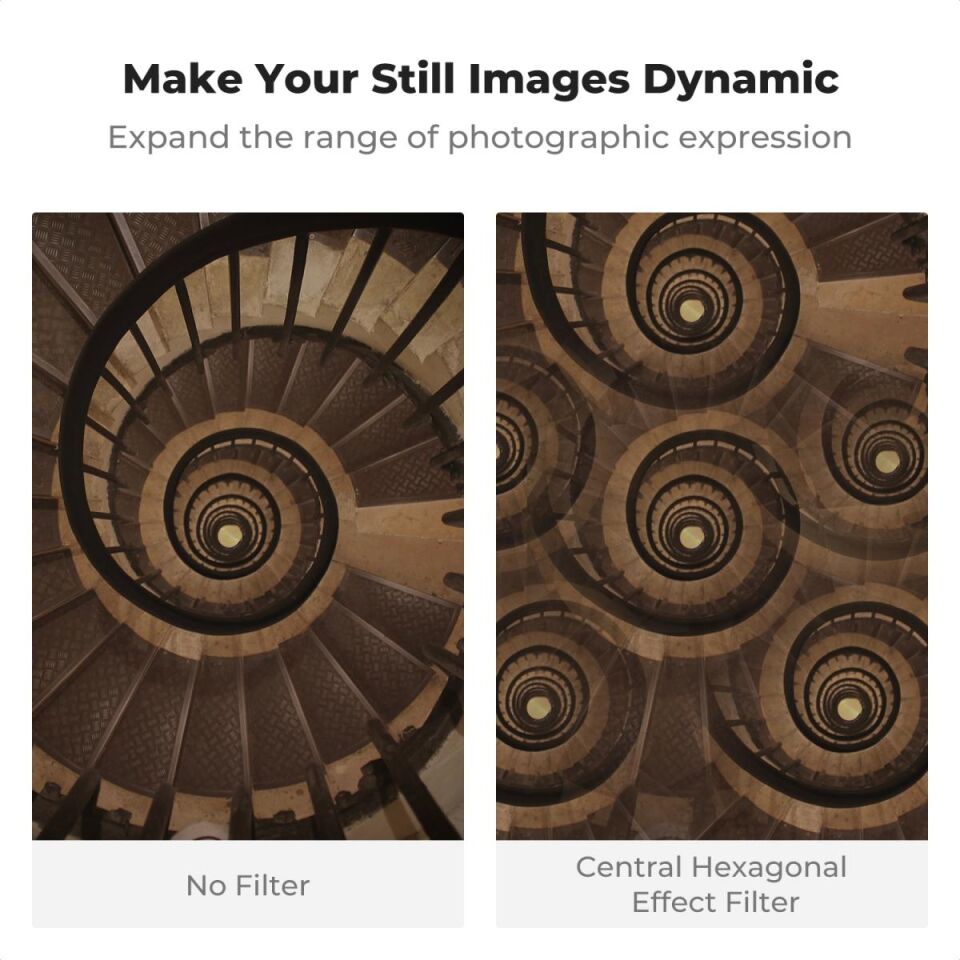 K&F CONCEPT 82mm Kaleidoscope Altıgen Prizma Efekt Filtre / Nano Serisi Optik