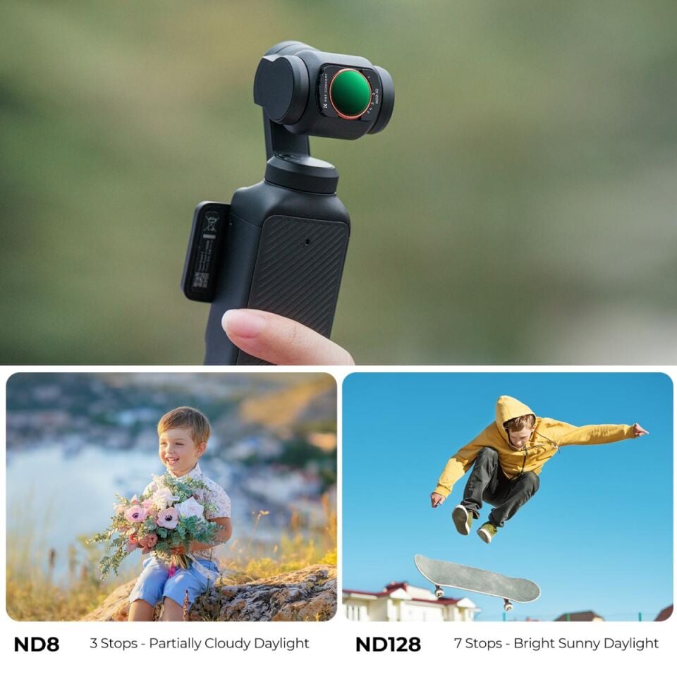 K&F CONCEPT Magnetic Variable ND2-32 + ND32-512 Filter ( DJI Osmo Pocket 3 combo Uyumlu )
