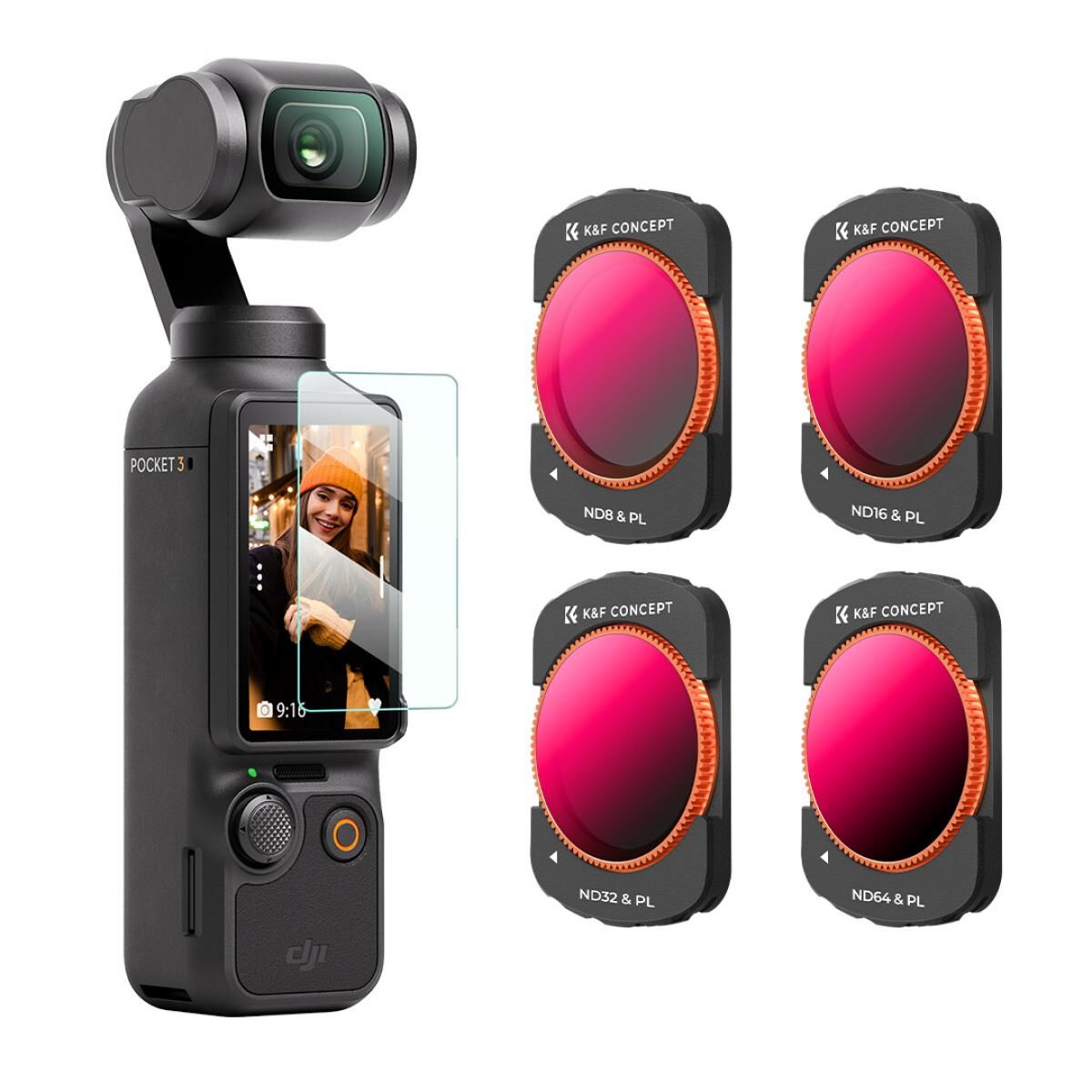 K&F CONCEPT Magnetic ND8&L + ND16&PL + ND32&PL + ND64&PL ( DJI Osmo Pocket 3 combo Uyumlu )