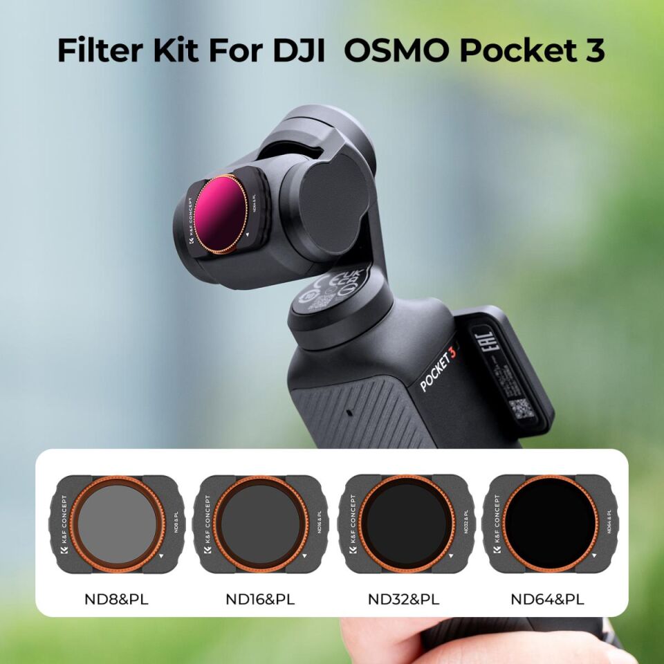 K&F CONCEPT Magnetic ND8&L + ND16&PL + ND32&PL + ND64&PL ( DJI Osmo Pocket 3 combo Uyumlu )