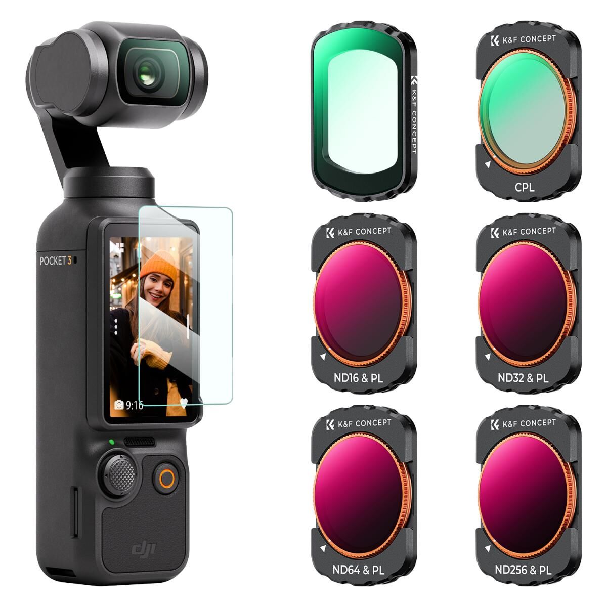 K&F CONCEPT UV + CPL + ND16&PL + ND32&PL + ND64&PL + ND256&PL ( DJI Osmo Pocket 3 combo Uyumlu )