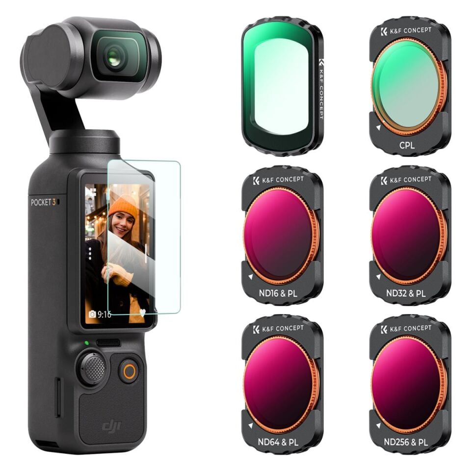 K&F CONCEPT UV + CPL + ND16&PL + ND32&PL + ND64&PL + ND256&PL ( DJI Osmo Pocket 3 combo Uyumlu )