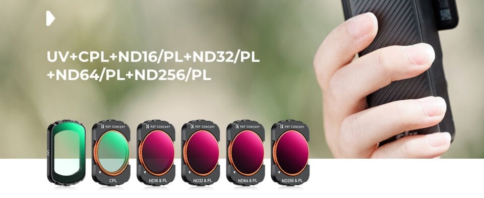 K&F CONCEPT UV + CPL + ND16&PL + ND32&PL + ND64&PL + ND256&PL ( DJI Osmo Pocket 3 combo Uyumlu )