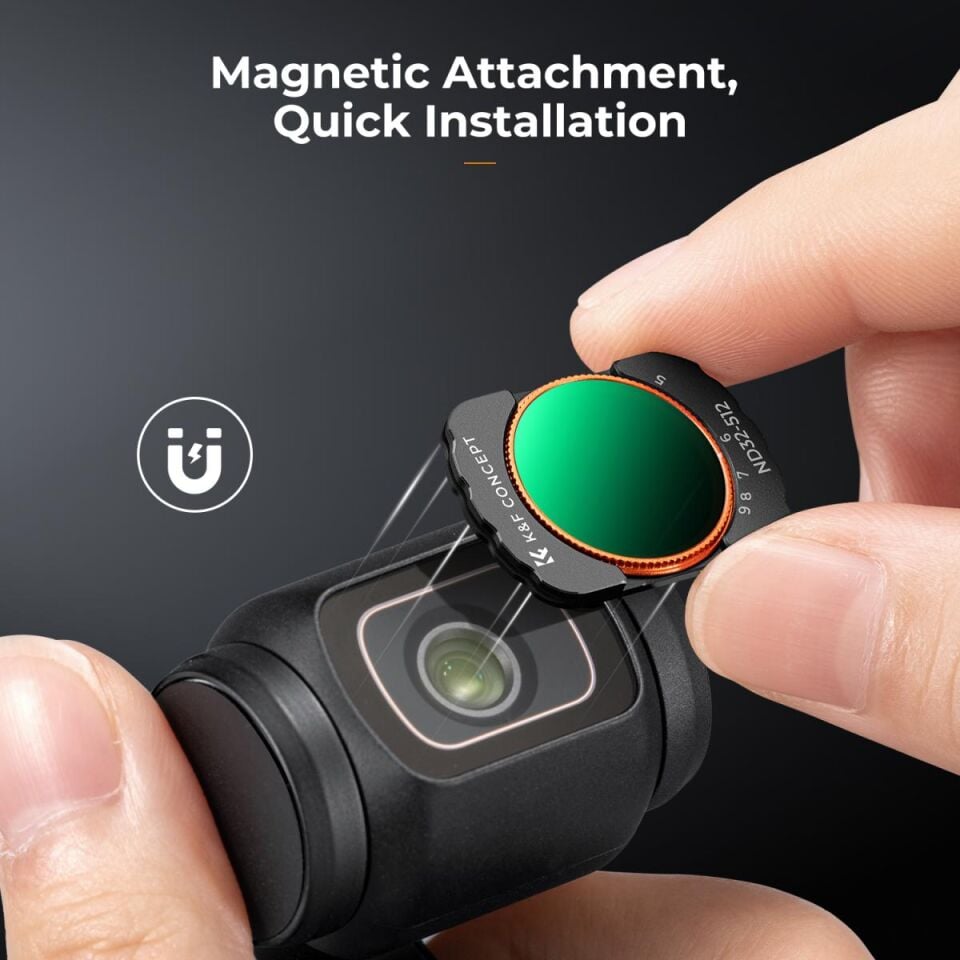 K&F CONCEPT Magnetic ND32-512 (5-9 Stop) Filter ( DJI Osmo Pocket 3 combo Uyumlu )