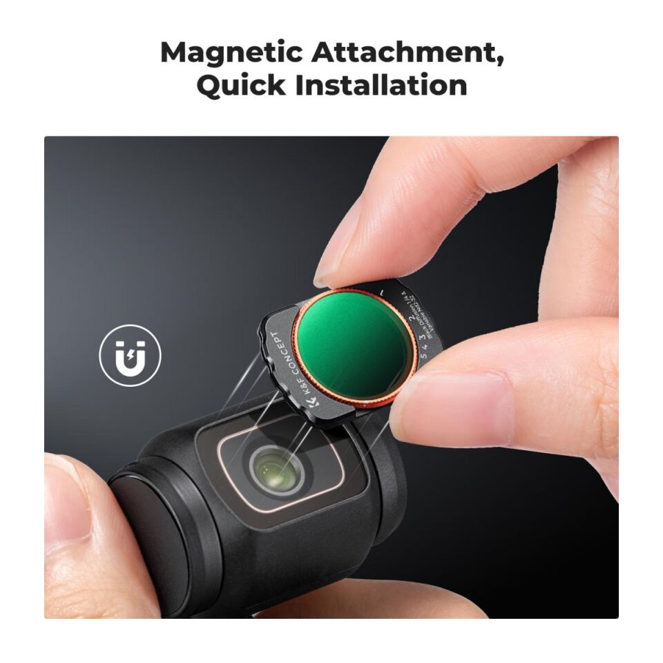 K&F CONCEPT Magnetic ND2-ND32 & Black Mist 1/4 ( DJI Osmo Pocket 3 combo Uyumlu )
