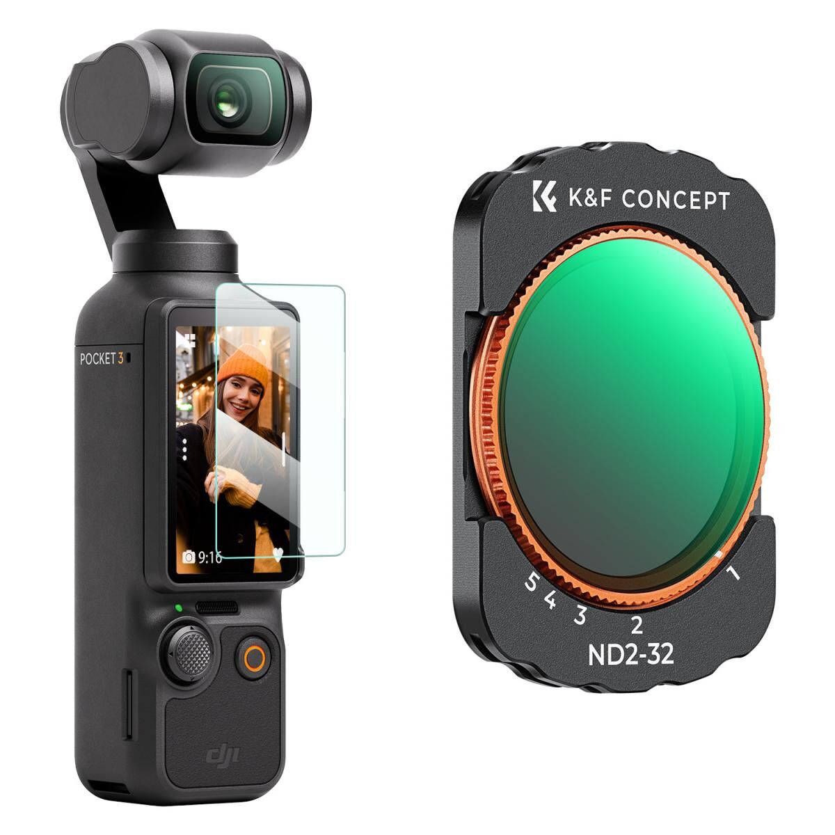 K&F CONCEPT Magnetic Variable ND2-32 Filter ( DJI Osmo Pocket 3 combo Uyumlu )