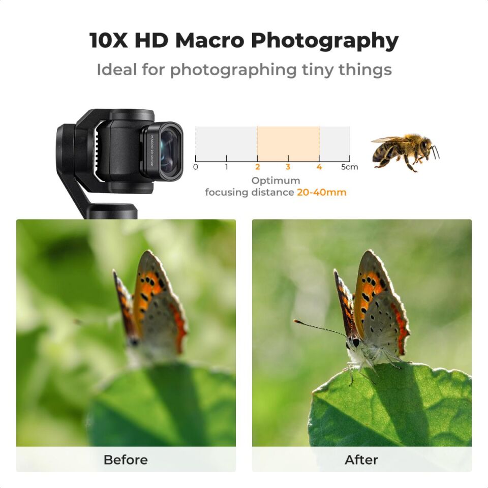 K&F CONCEPT Magnetic 10X Makro Lens ( DJI Osmo Pocket 3 combo Uyumlu )