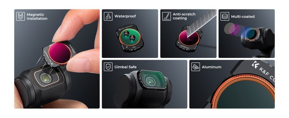 K&F CONCEPT Magnetic 1.2X Anamorfik Lens ( DJI Osmo Pocket 3 combo Uyumlu )