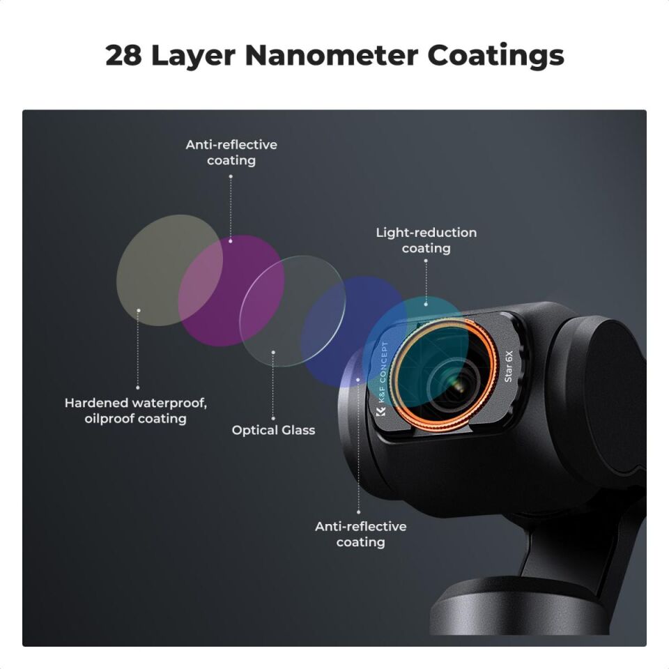 K&F CONCEPT Magnetic Star Filter 6 Points ( DJI Osmo Pocket 3 combo Uyumlu )