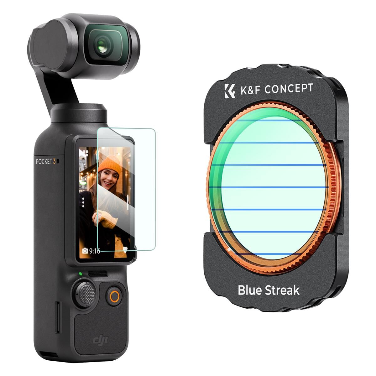 K&F CONCEPT Magnetic Blue Streak Filter ( DJI Osmo Pocket 3 combo Uyumlu )