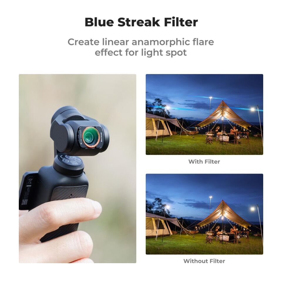 K&F CONCEPT Magnetic Blue Streak Filter ( DJI Osmo Pocket 3 combo Uyumlu )