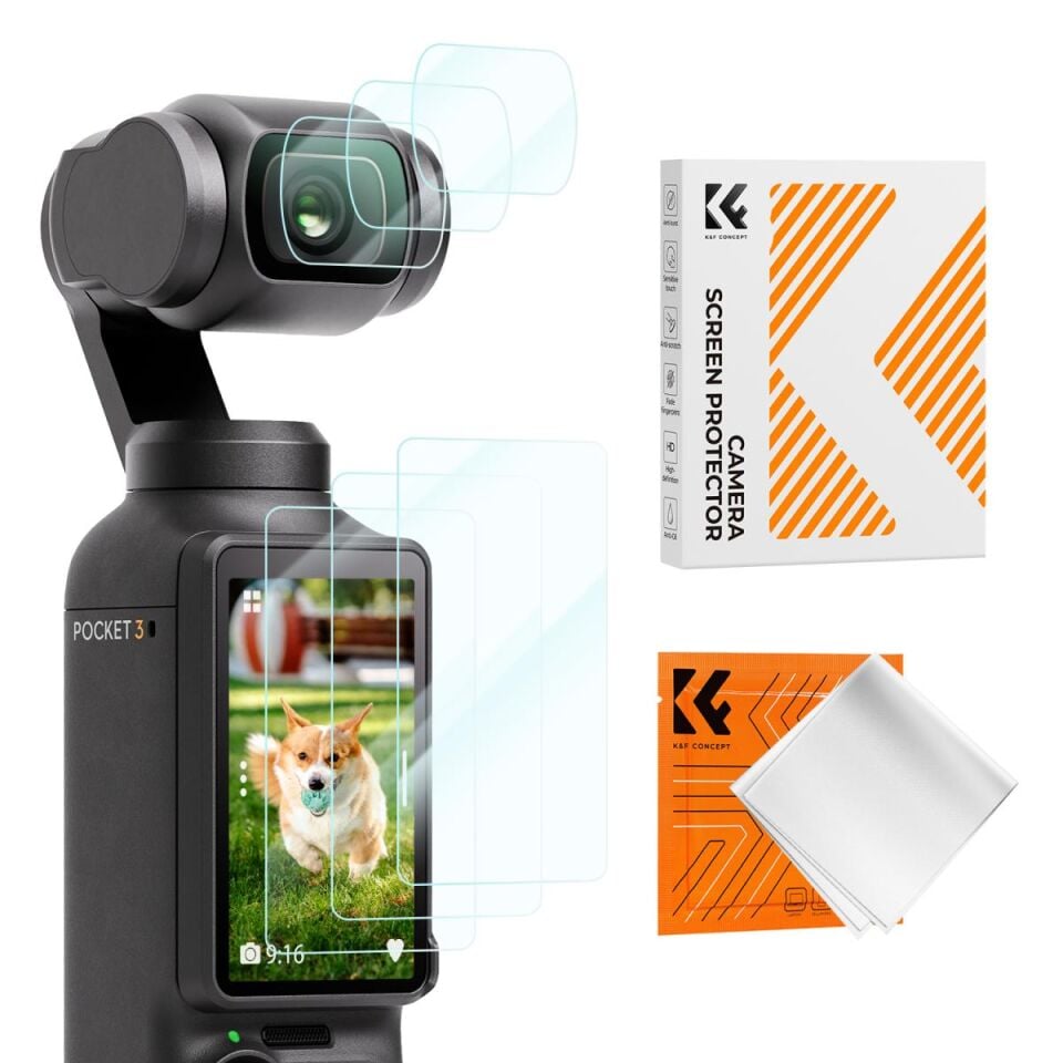 K&F CONCEPT DJI Osmo Pocket 3 uyumlu Sert Ekran Koruyucu