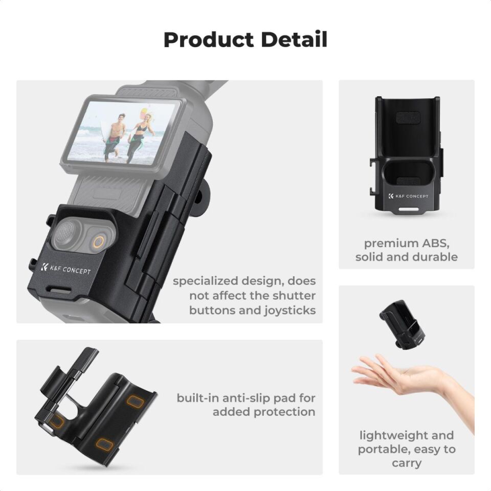 K&F CONCEPT DJI Osmo Pocket 3 uyumlu Expan İstasyonu / 1/4'' vida deliği