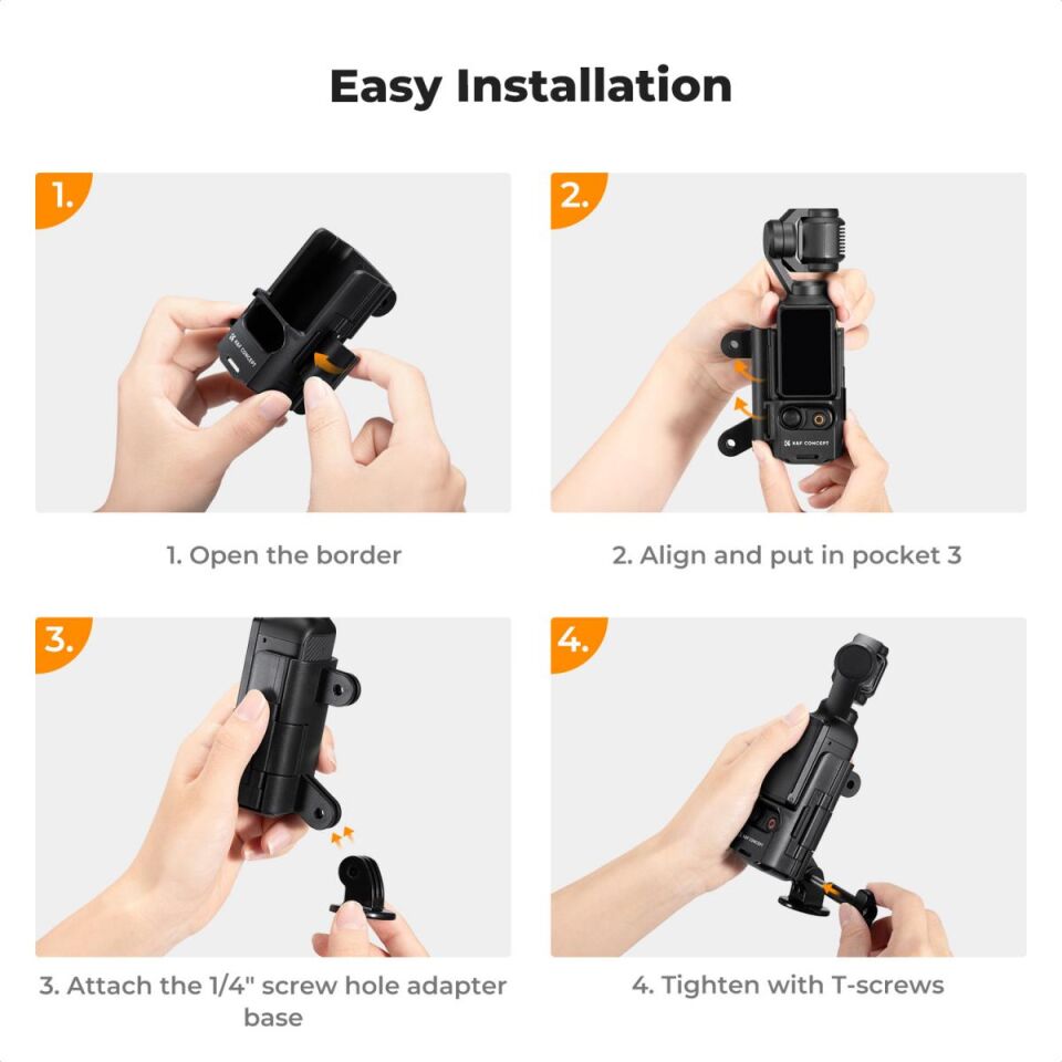 K&F CONCEPT DJI Osmo Pocket 3 uyumlu Expan İstasyonu / 1/4'' vida deliği