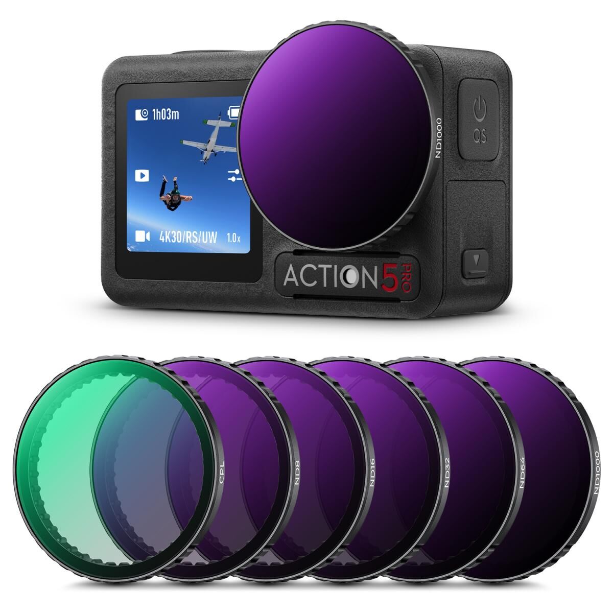 K&F CONCEPT CPL ND8 ND16 ND32 ND64 ND1000 ( DJI Osmo Action 3/4/5 Pro uyumlu )