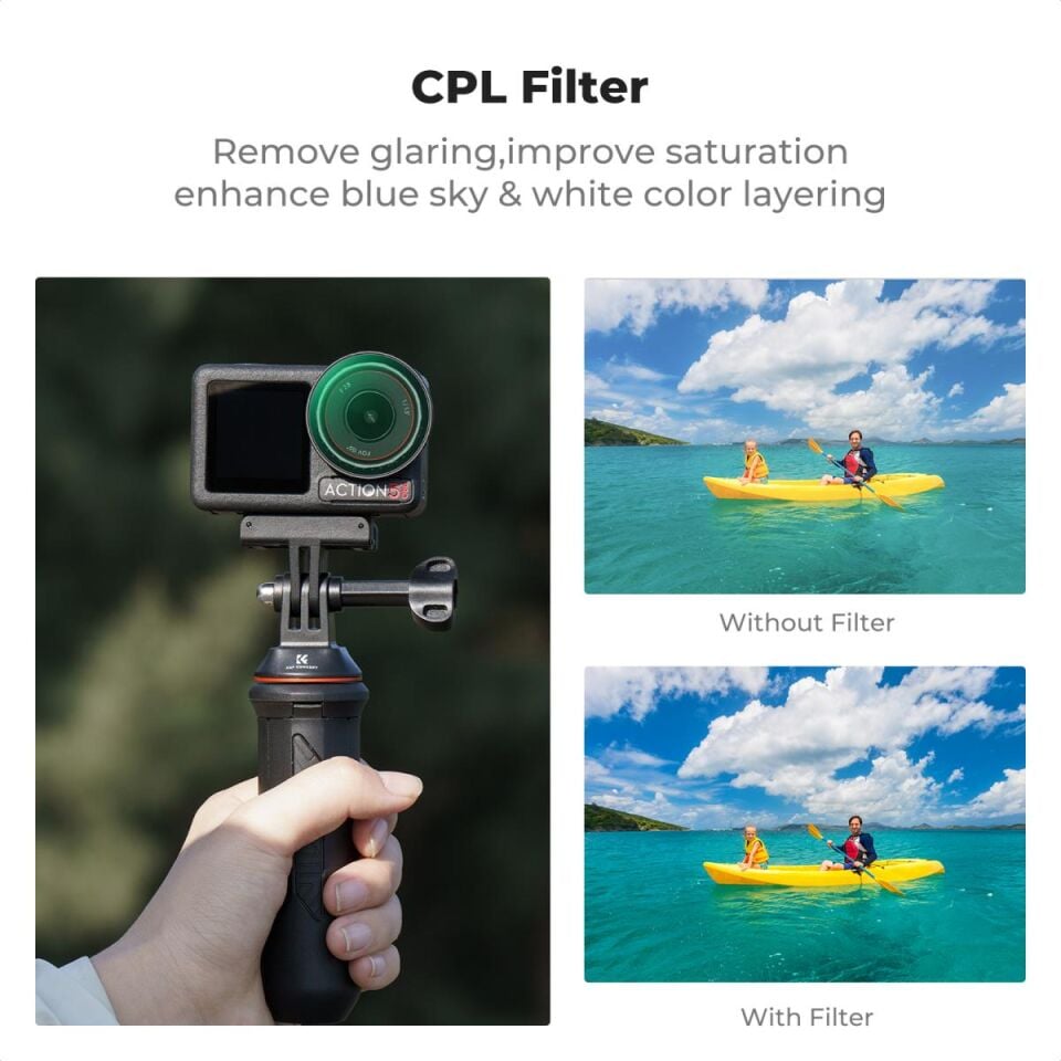 K&F CONCEPT CPL ND8 ND16 ND32 ND64 ND1000 ( DJI Osmo Action 3/4/5 Pro uyumlu )