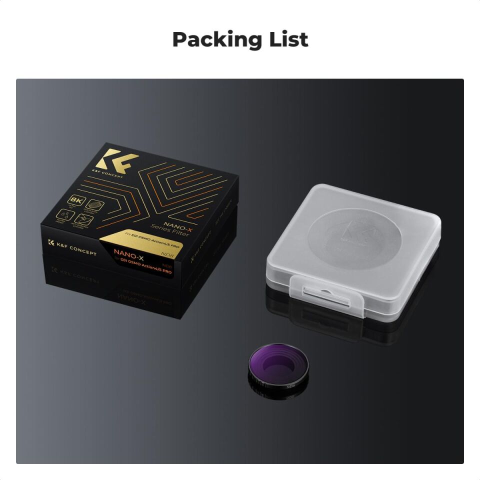 K&F CONCEPT ND8 (3 stop) Lens Filtresi ( DJI Osmo Action 3/4/5 Pro uyumlu )