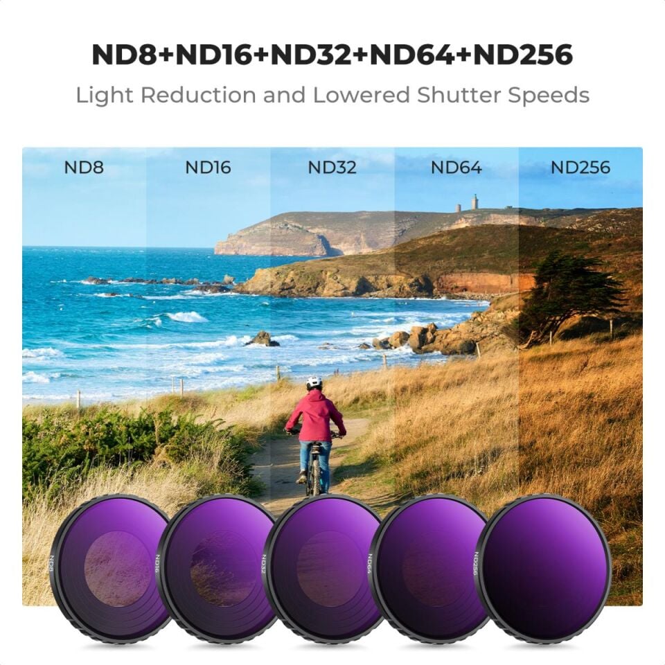 K&F CONCEPT CPL+ND8+ND16+ND32+ND64+ND256 ( DJI Osmo Action 4/5 Pro uyumlu )