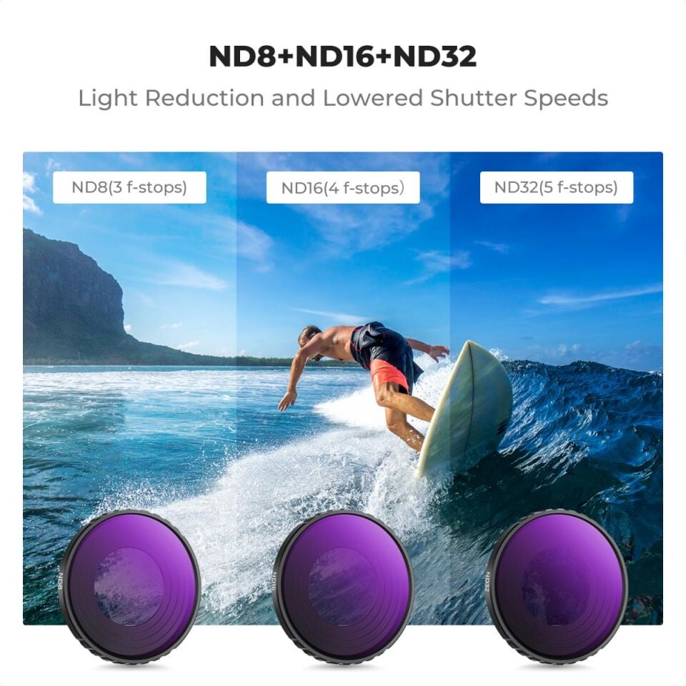 K&F CONCEPT CPL + ND8 + ND16 + ND32 Filtre SETİ ( DJI Osmo Action 4/5 Pro uyumlu )