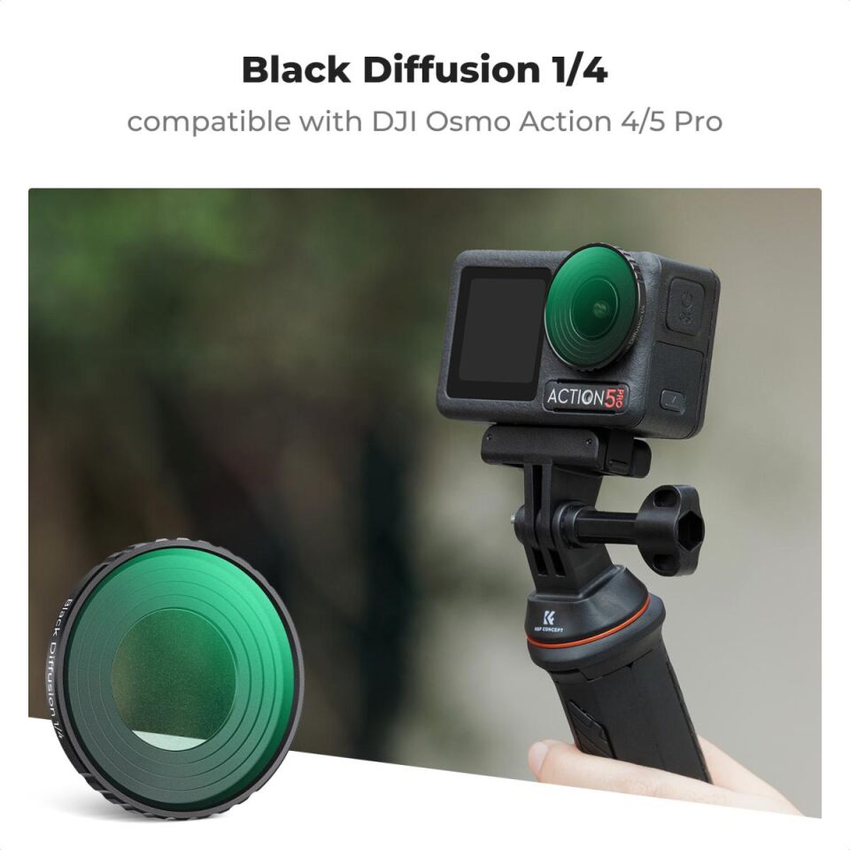 K&F CONCEPT Black Diffusion 1/4 Filter ( DJI Osmo Action 4/5 Pro uyumlu )