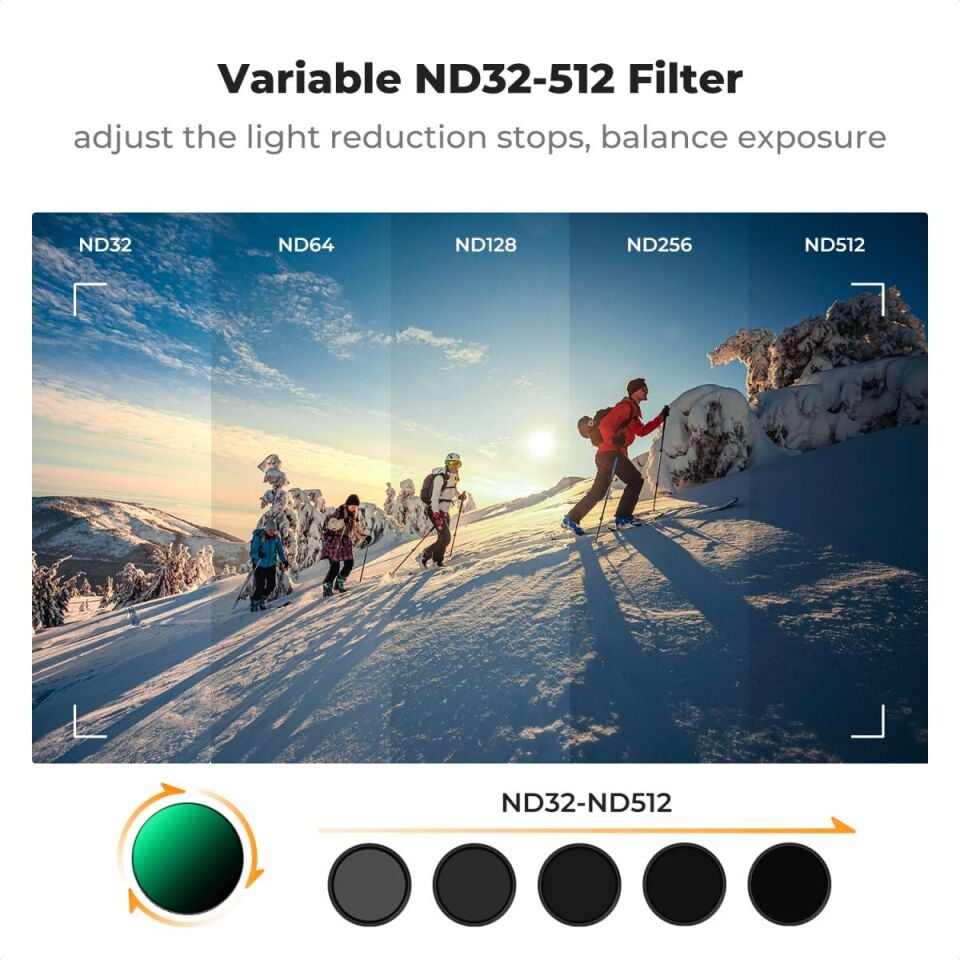 K&F CONCEPT Variable ND32-512 Filter ( DJI Osmo Action 3/4/5 Pro uyumlu )