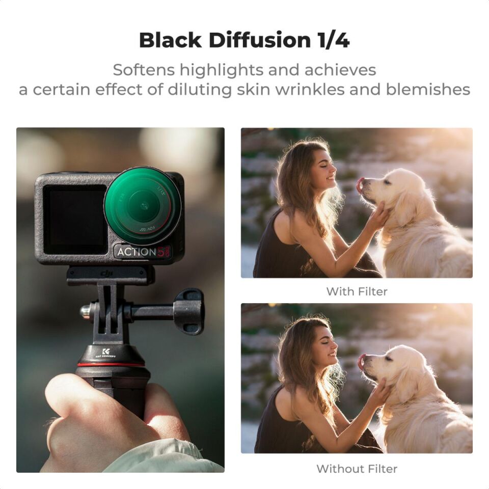 K&F CONCEPT ND2-32 & CPL & Black Mist 1/4 Filter Kit ( DJI Osmo Action 3/4/5 Pro uyumlu )