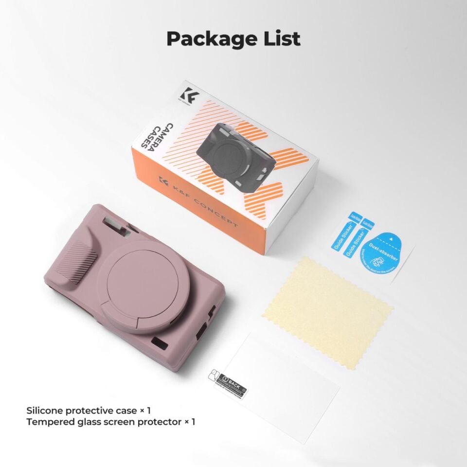 K&F CONCEPT K&F Canon G7X Mark III Uyumlu Silikon Kılıf + Ekran Koruyucu / MOR