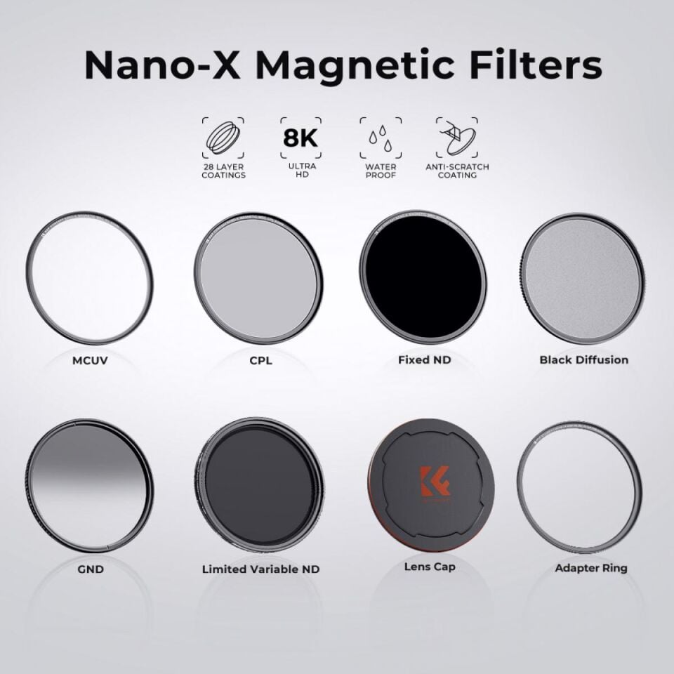 K&F CONCEPT 82mm Magnetic Filtre Set- ND1000 + CPL + UV + Çanta
