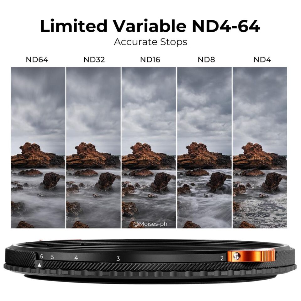K&F CONCEPT 82mm CPL + ND4-ND64 Varıable Nano-X Serisi 2 in 1 Filtre ( 2-6 stop )