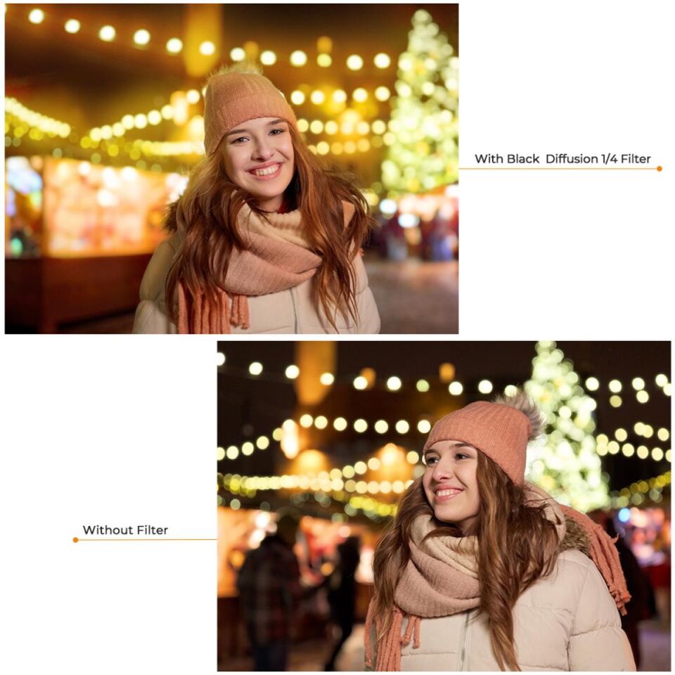 K&F CONCEPT 82mm Black Mist 1/4 Nano-X Serisi / Ultra Şeffaf -Anti Reflekte