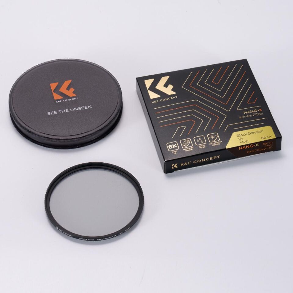 K&F CONCEPT 82mm Black Mist 1/4 Nano-X Serisi / Ultra Şeffaf -Anti Reflekte