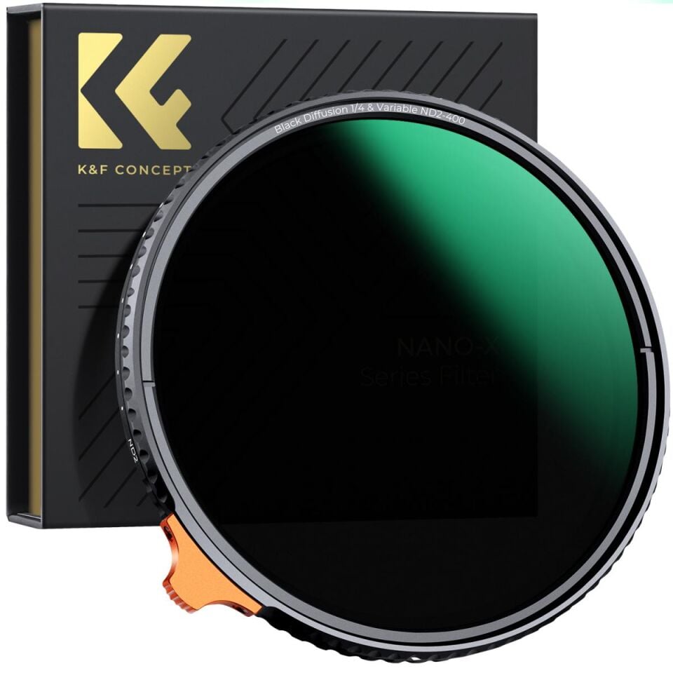 K&F CONCEPT 82mm Black Mist 1/4 + ND2-400 Nano-X Serisi Filtre ( Değişken - Varıable )