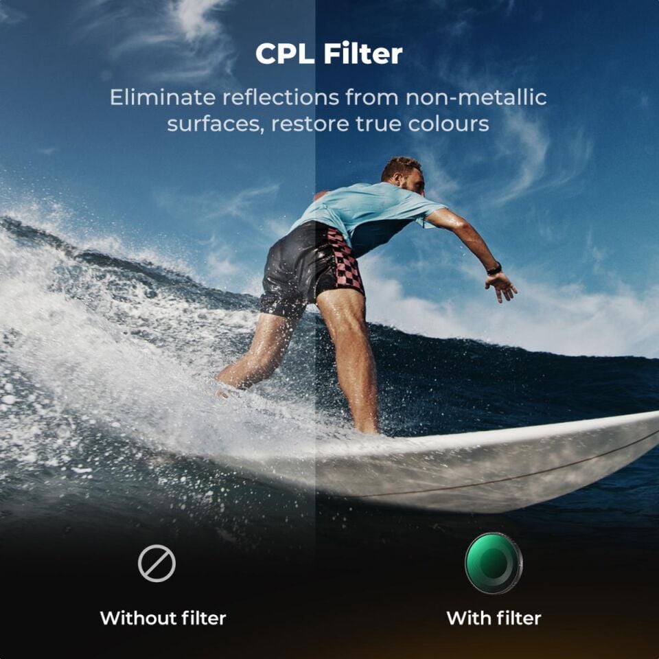 K&F Concept DJI Action 6 uyumlu Filtre Seti / CPL+ND8+ND16+ND32+ND64+Siyah Difüzyon 1/4