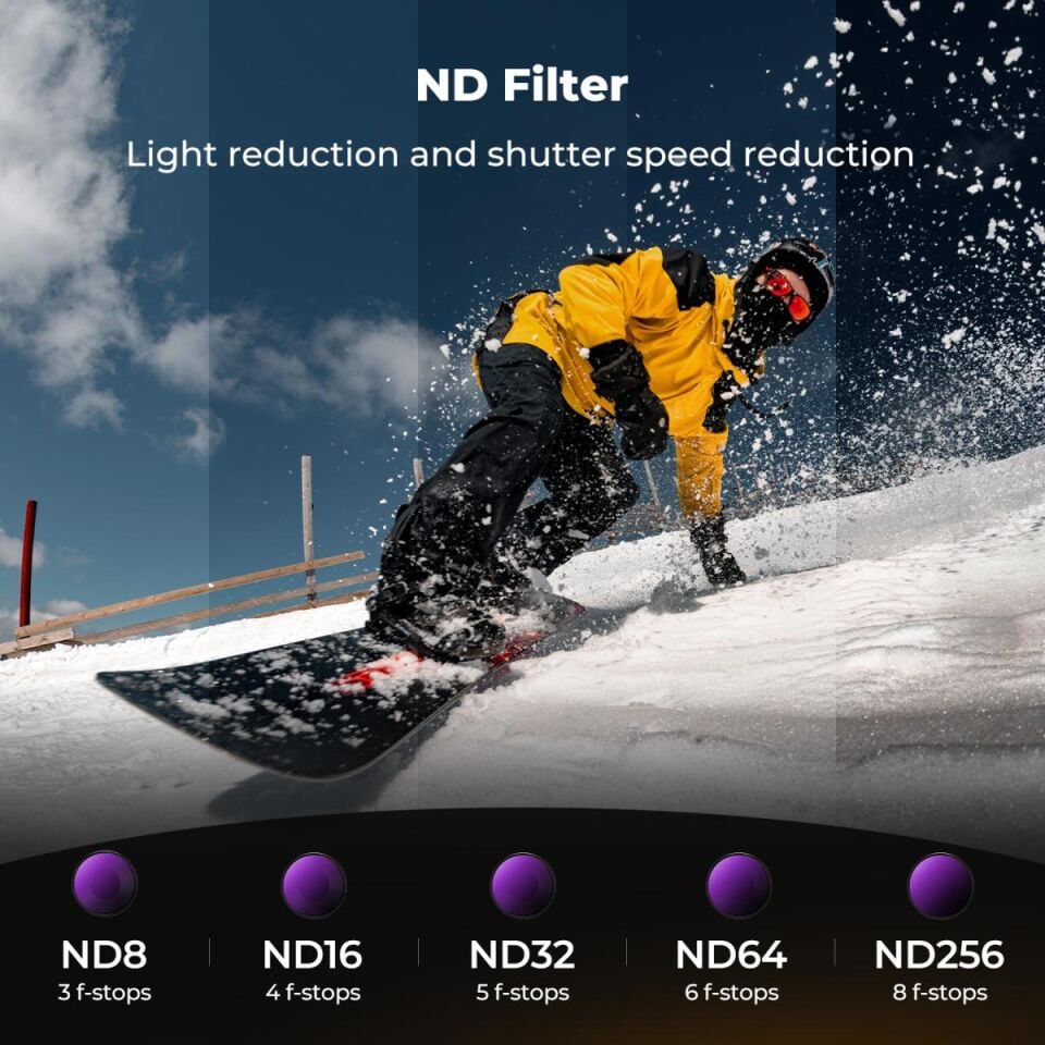 K&F CONCEPT DJI Action 6 uyumlu Filtre SETİ / CPL ND8 ND16 ND32 ND64 ND256 Vidalı