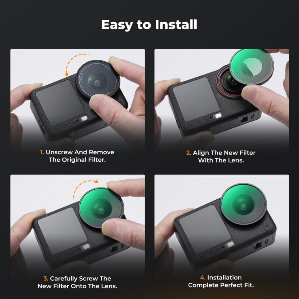 K&F CONCEPT DJI Action 6 uyumulu / Black-mist 1/4 Nano kaplama Filtre