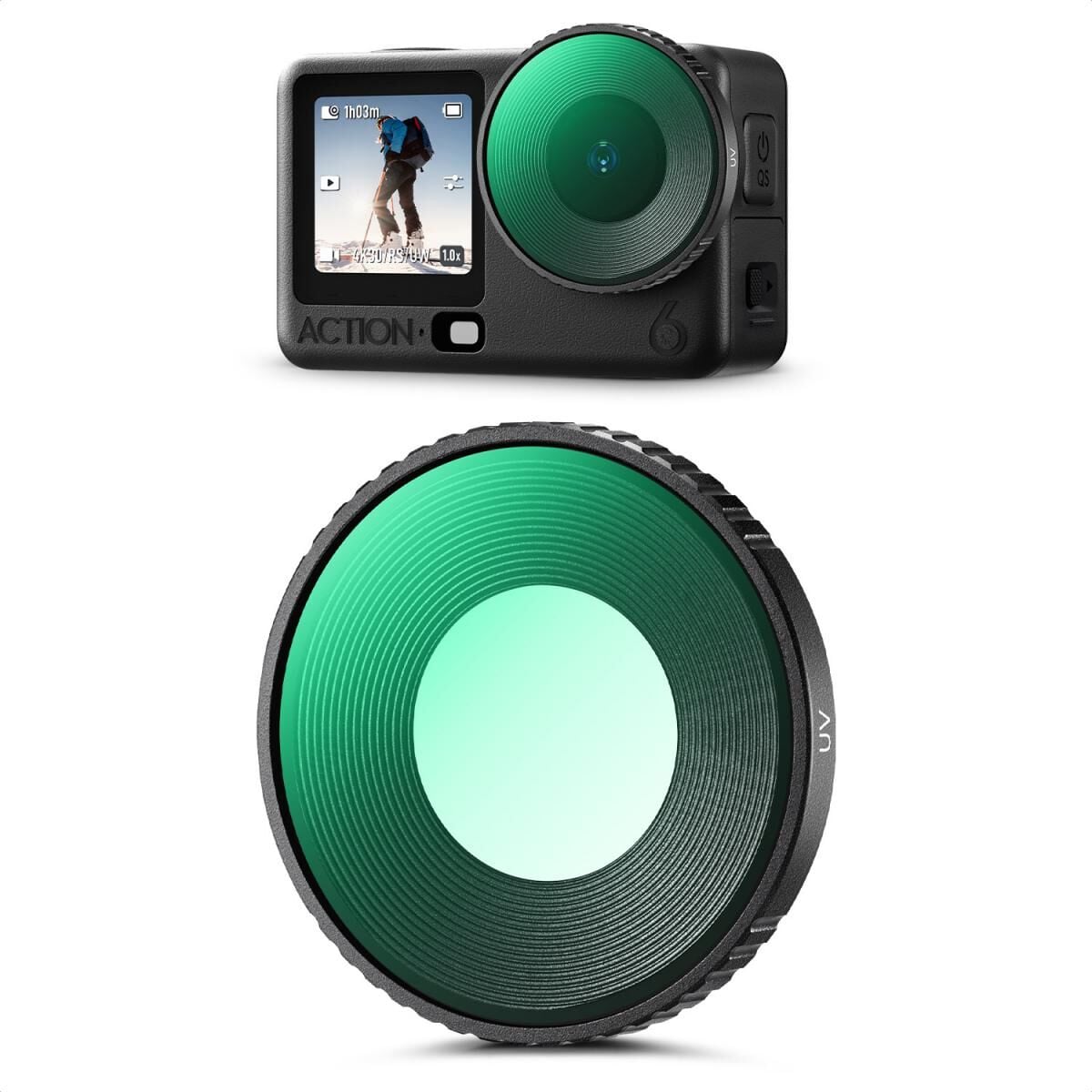 K&F CONCEPT DJI Osmo Action 6 uyumlu, UV Filtre / Nano kaplamalı HD optik cam lens korum