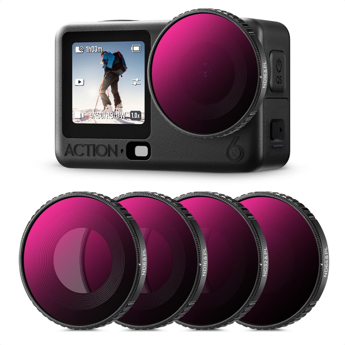 K&F CONCEPT DJI Osmo Action 6 Uyumlu Filtre SETİ /ND8/PL ND16/PL ND32/PL ND64/PL Vidalı