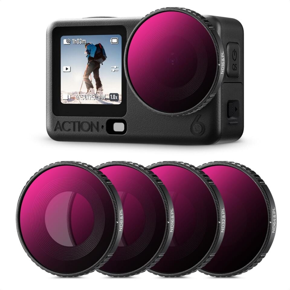 K&F CONCEPT DJI Osmo Action 6 Uyumlu Filtre SETİ /ND8/PL ND16/PL ND32/PL ND64/PL Vidalı