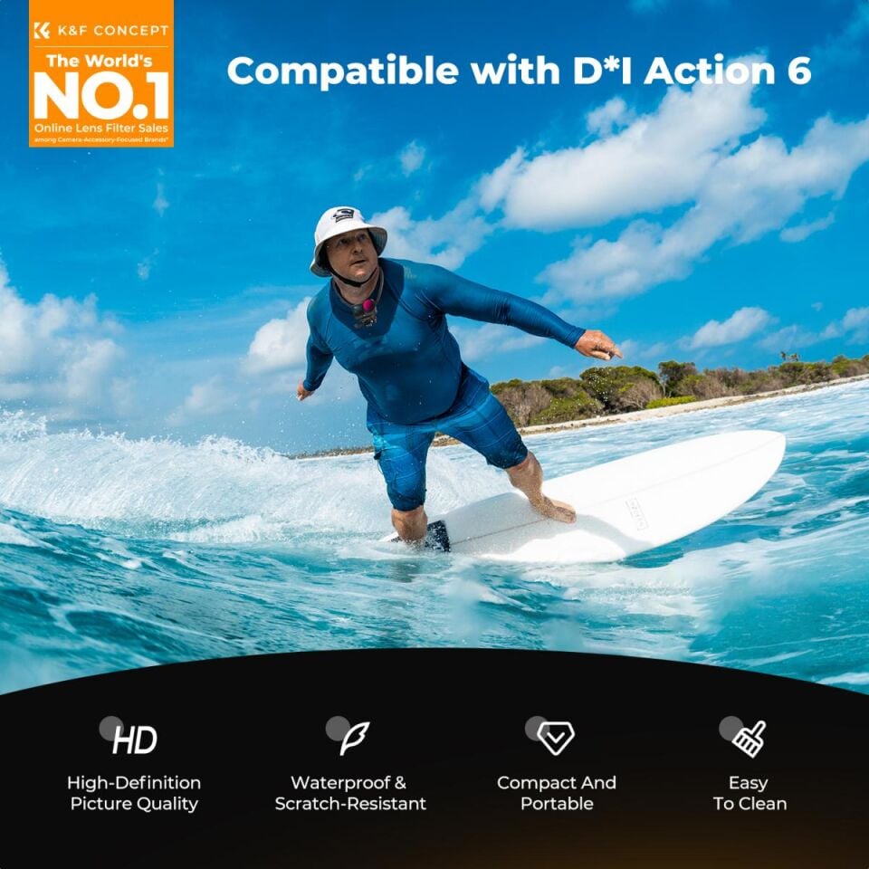 K&F CONCEPT DJI Osmo Action 6 Uyumlu Filtre SETİ /ND8/PL ND16/PL ND32/PL ND64/PL Vidalı
