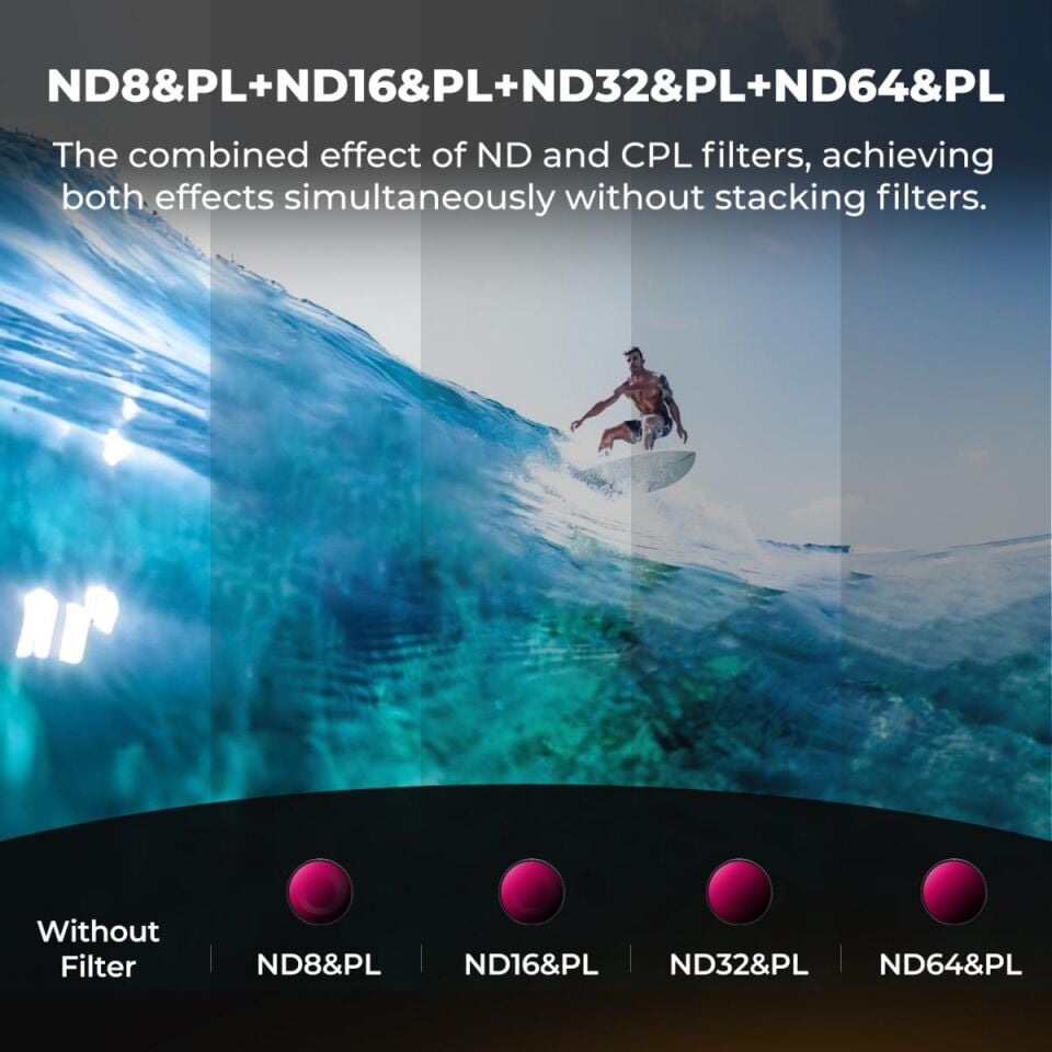 K&F CONCEPT DJI Osmo Action 6 Uyumlu Filtre SETİ /ND8/PL ND16/PL ND32/PL ND64/PL Vidalı